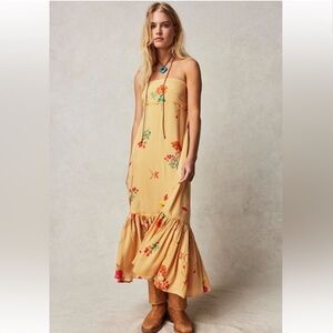 Free People Rosie Posie Midi Dress Size small Strapless Floral Boho